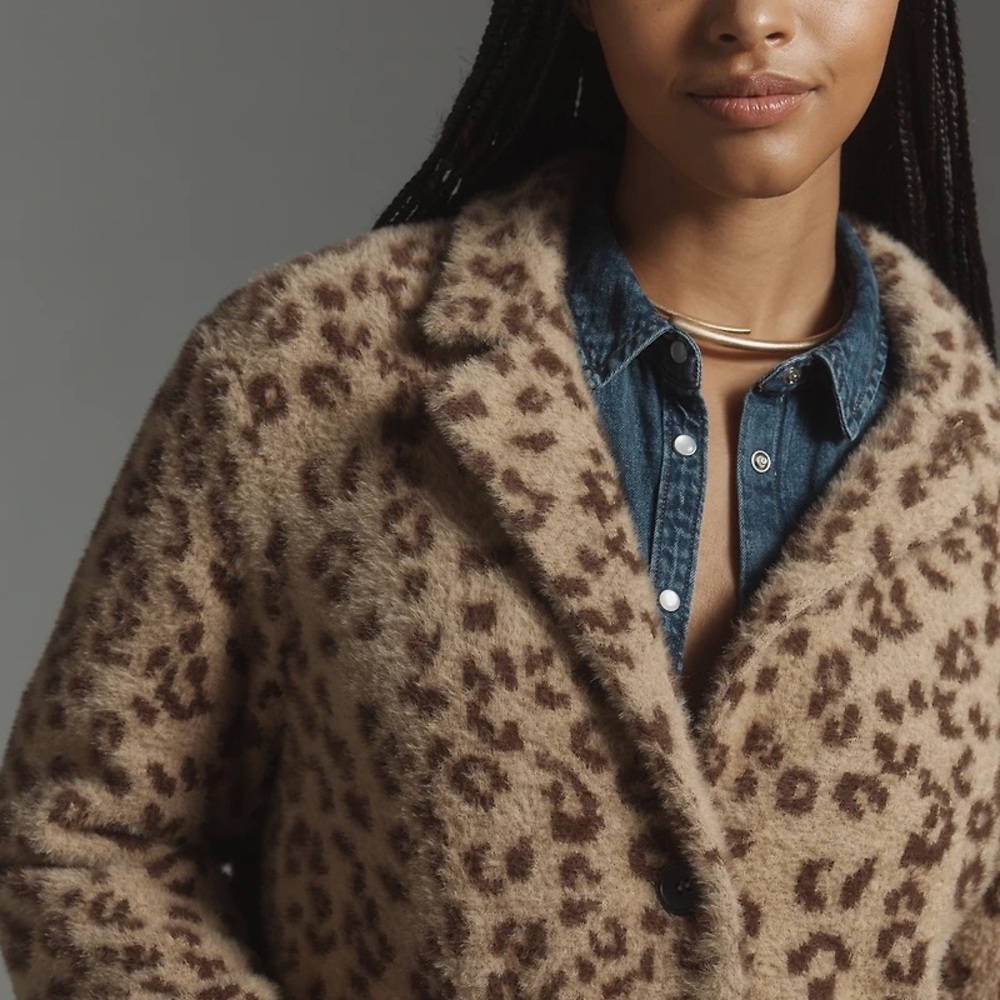 Anthropologie Sanctuary Hometown Leopard Knit Coat - Picture 9 of 11